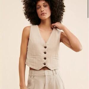 Free People Women's Charley Welt-Pocket Relaxed-Fit Vest Small EUC